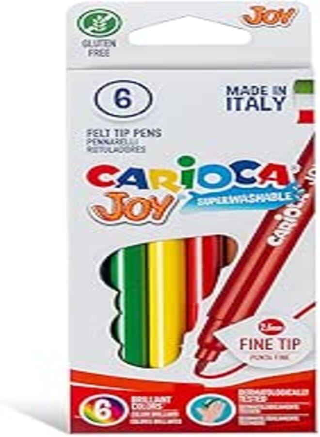 Carioca Joy 6 colors felt tip Pens Washable,Italy